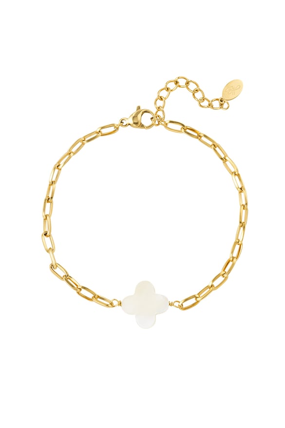 Schakelarmband klaver - Goud kleur Stainless Steel