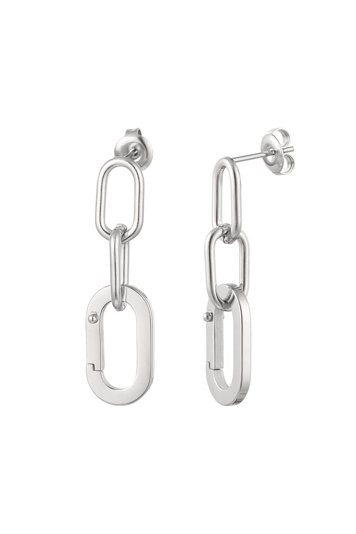 Ear studs link - silver color Stainless Steel 