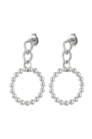 Ear studs link with circle - silver color Stainless Steel h5 