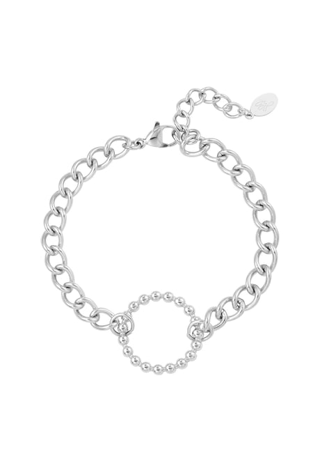 Link bracelet with circle - silver color stainless steel 2