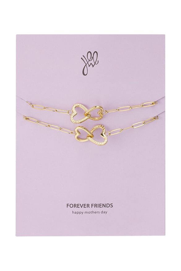 Set bracelets connected heart - mother's day - Gold Color Stainless Steel 2