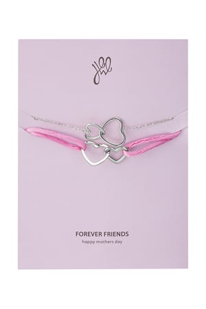 Set of bracelets connected hearts - mother's day - silver color Stainless Steel h5 