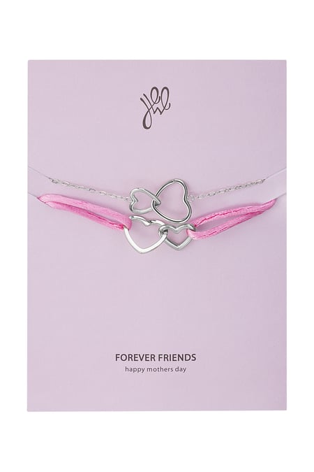 Set of bracelets connected hearts - mother's day - silver color Stainless Steel 2