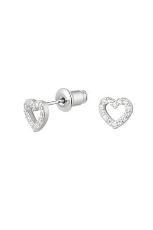 Ear stud heart - silver color Copper h5 