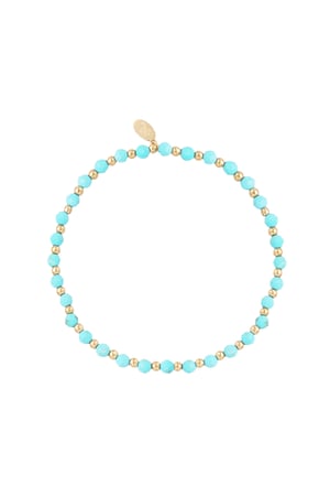 Beaded bracelet - bright blue/Gold color h5 