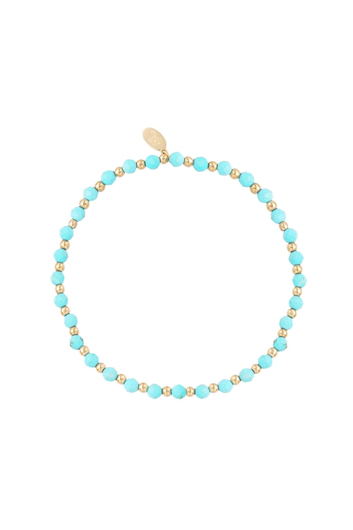 Beaded bracelet - bright blue/Gold color 