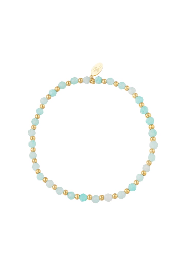 Beaded bracelet - Gold color/blue 