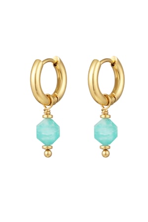 Earrings with stone March - Gold color/mint h5 