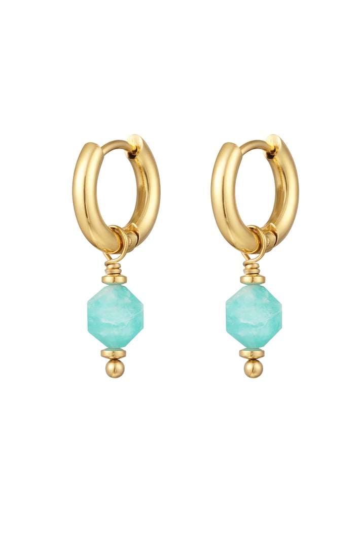 Earrings with stone March - Gold color/mint 