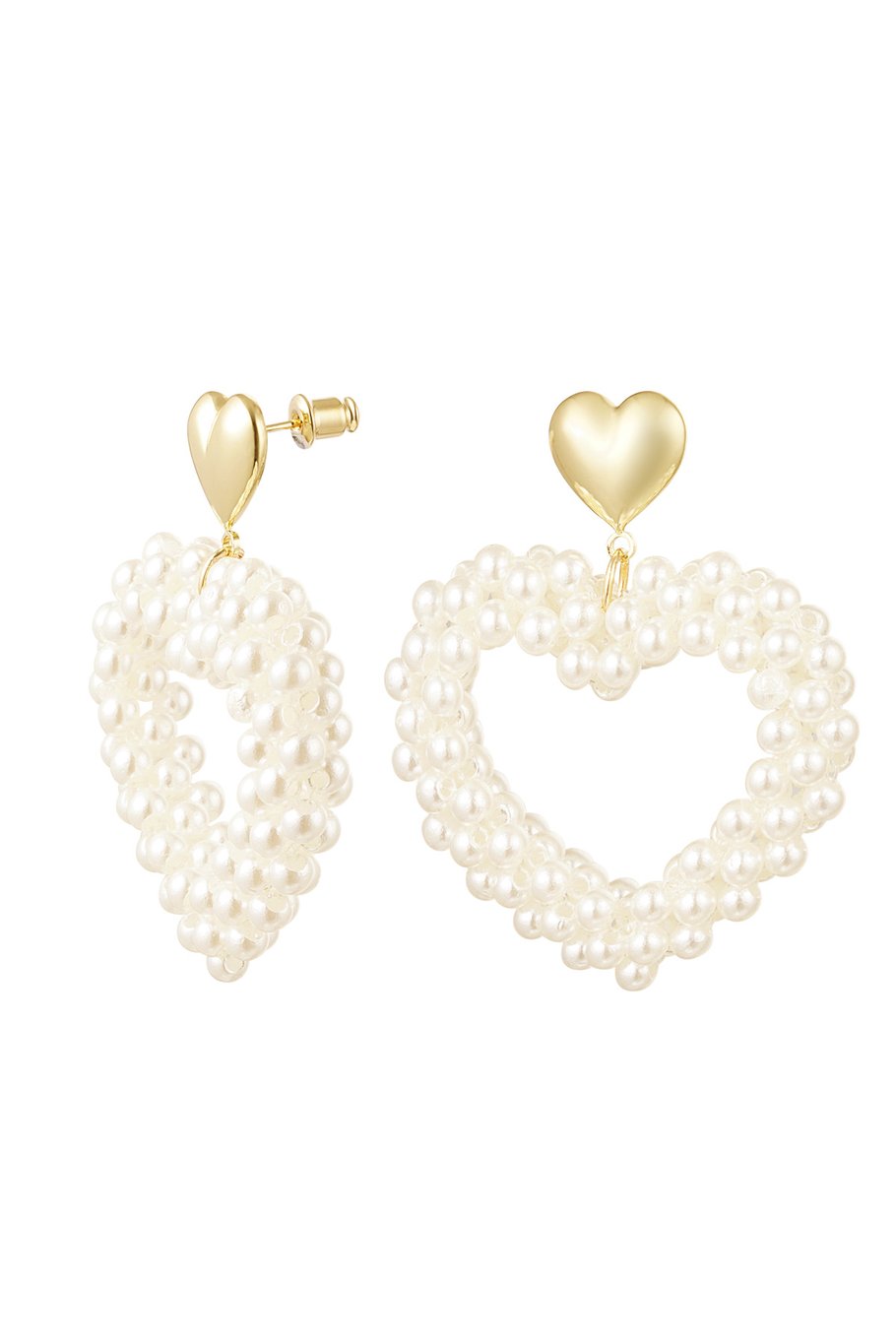 Orecchini cuore perle - Rame Colore oro 