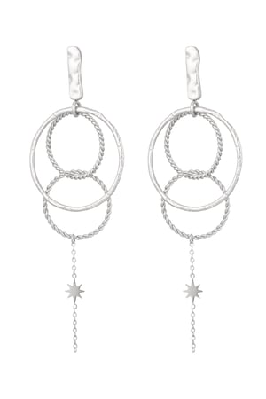 Earrings circles with chain - Silver Color color h5 