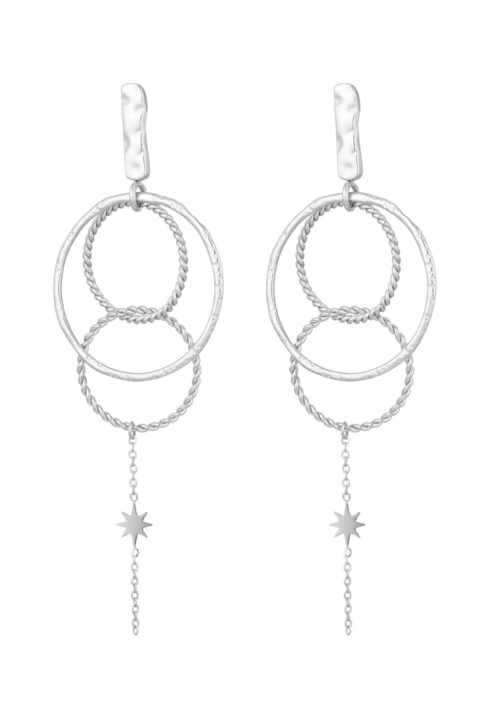 Earrings circles with chain - Silver Color color 