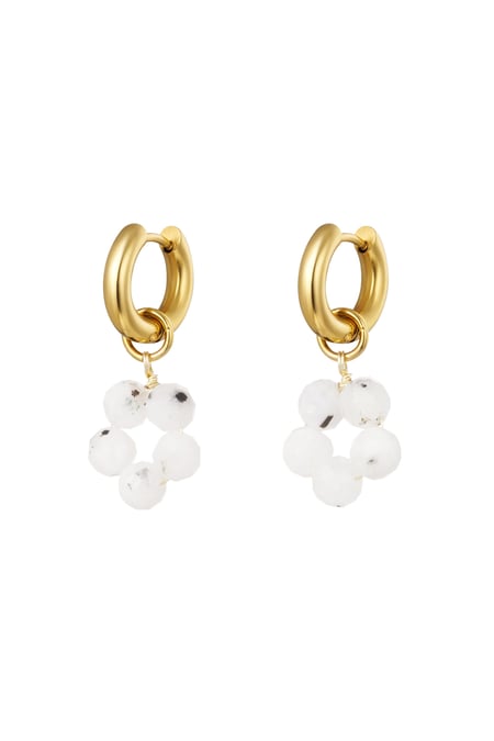 Boucles d'oreilles fleur perlée - blanc