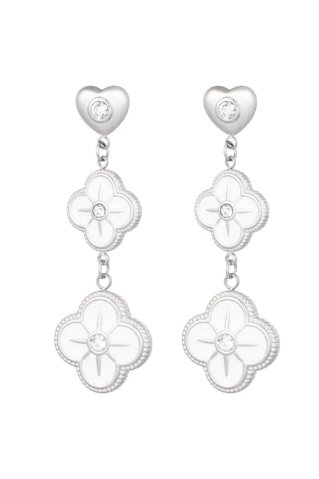 Earrings flower garland - Silver color/white 2