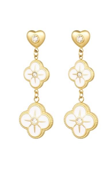 Orecchini ghirlanda di fiori - argento/bianco (Pack with plastic bag) h5 