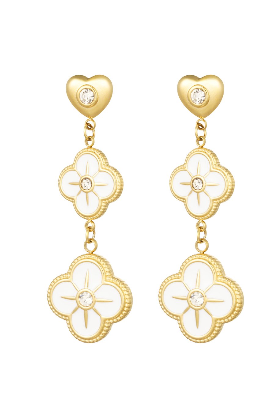 Orecchini ghirlanda di fiori - argento/bianco (Pack with plastic bag) 