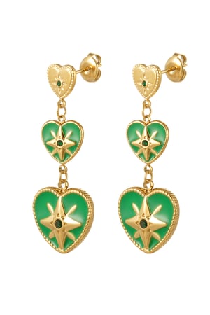 Ring three hearts in a row - Gold color/green h5 