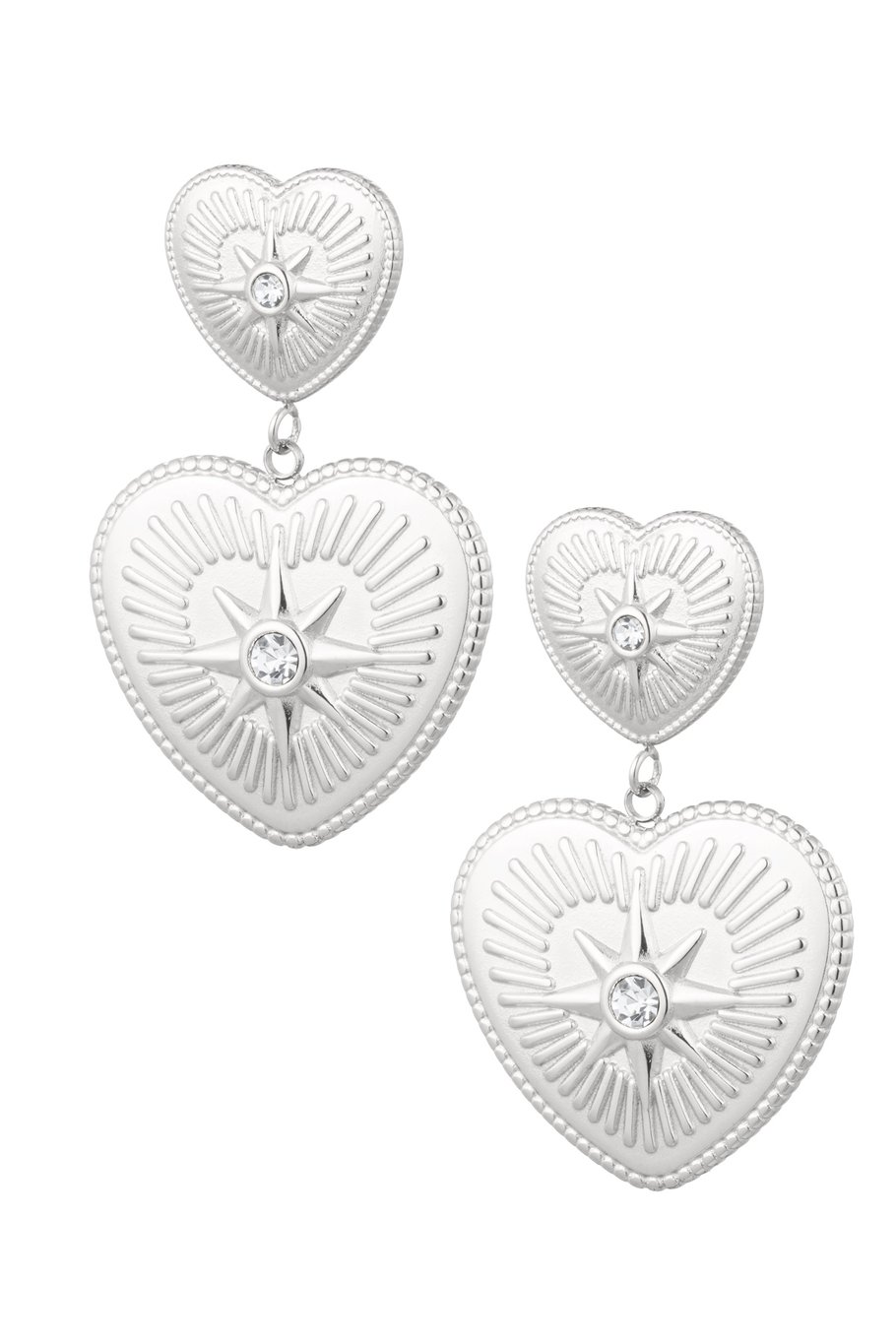 earrings statement hearts with stones 