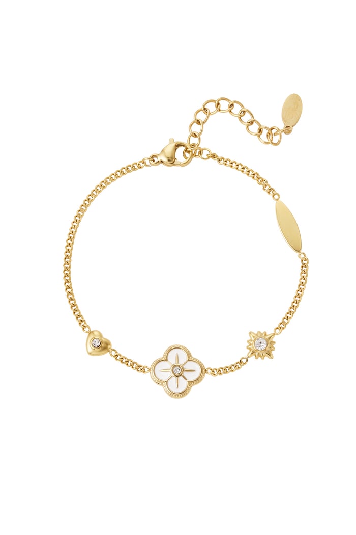 Bracelet charms white details - Gold color 