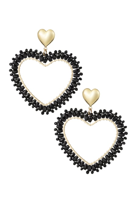 Heart Shaped Earrings Black 2