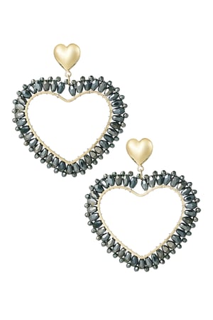 Heart Shaped Earrings Dark Green h5 