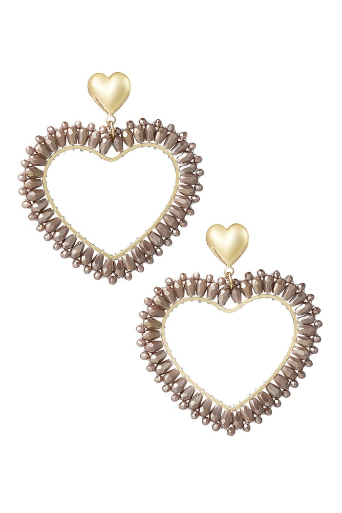 Heart Shaped Earrings Brown 