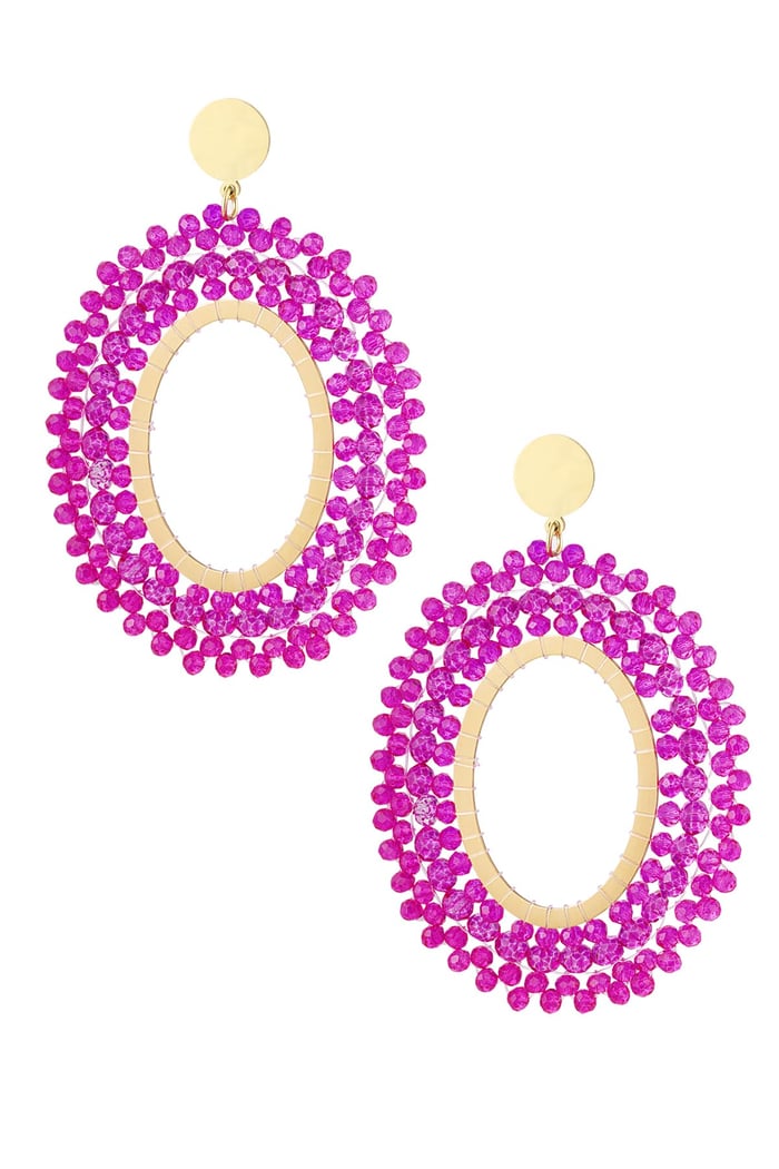 Earrings beaded party - fuchsia Stainless Steel 