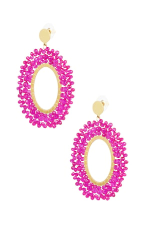 Earrings beads party - fuchsia & Gold Color Stainless Steel h5 