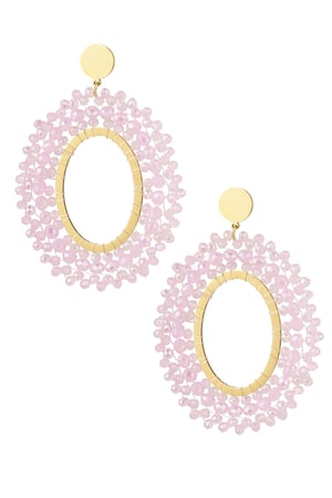 Earrings beaded party - pink & Gold Color Stainless Steel h5 