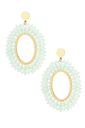 Pendientes abalorios fiesta - acero inoxidable verde h5 