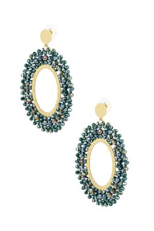 Earrings beads party - dark green & Gold Color Stainless Steel h5 