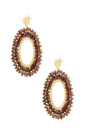 Earrings beads party - brown & Gold Color Stainless Steel h5 