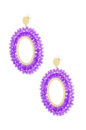 Earrings beads party - purple & Gold Color Stainless Steel h5 