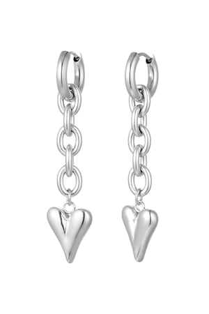 Earrings link & heart - silver color Stainless Steel h5 