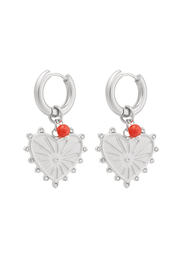 Earrings heart with spikes - Silver Color color 