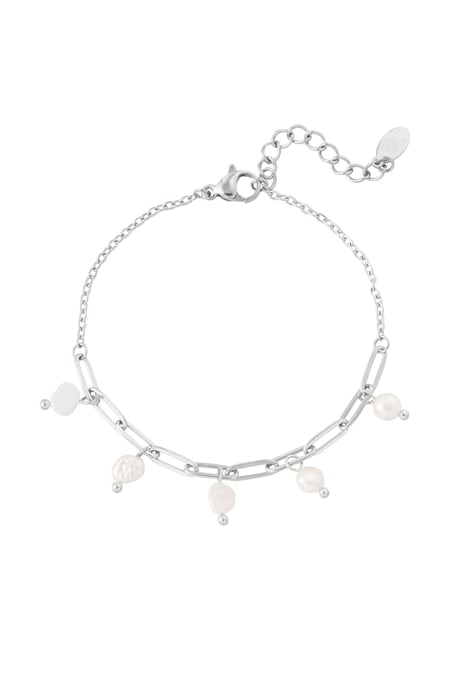 Link bracelet with pearls - Silver Color color 2