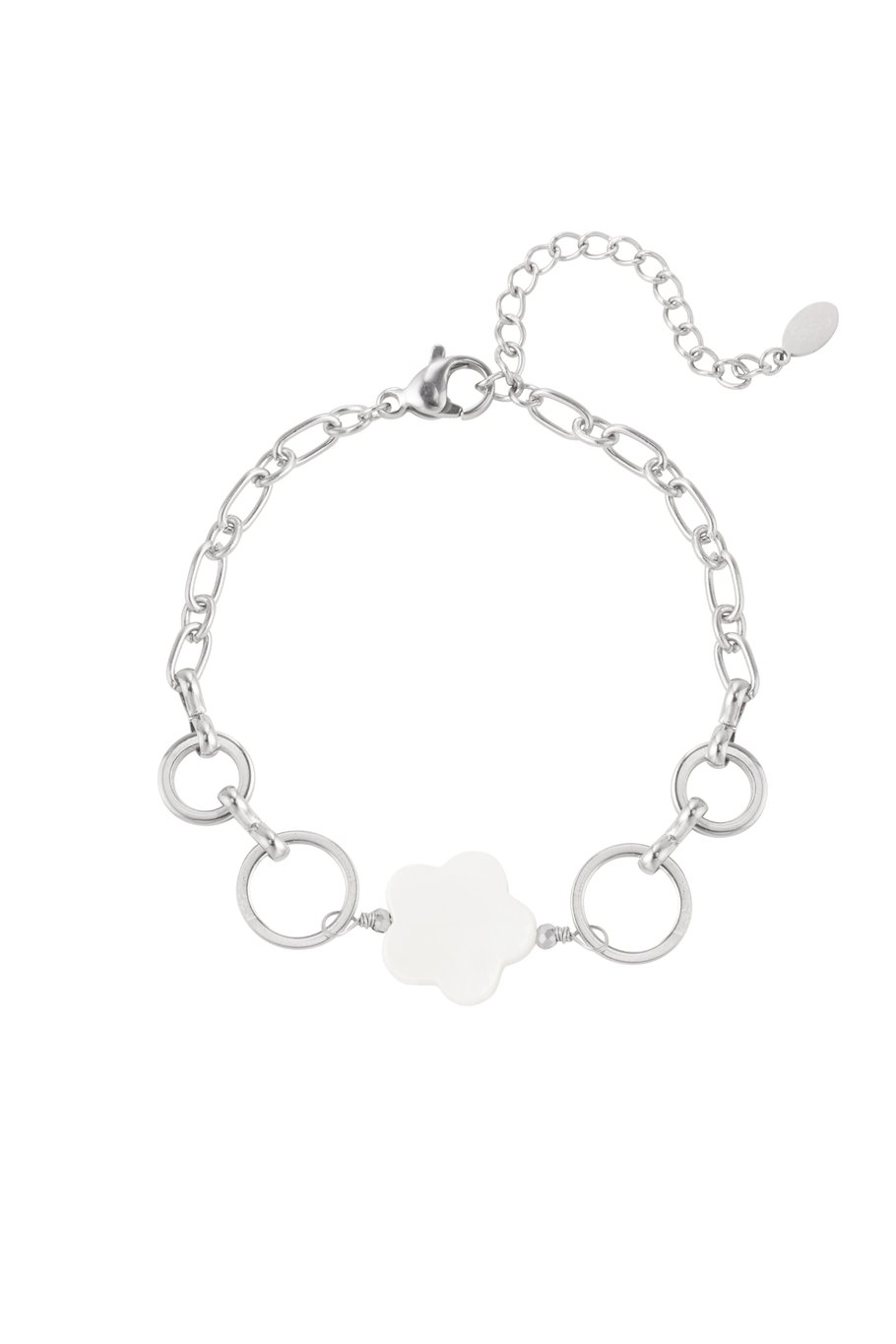 Armband Blume und Ringe - Silberfarbe 
