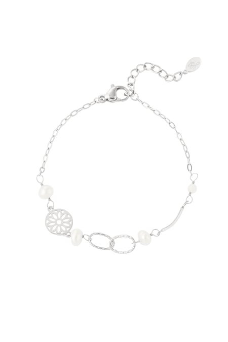 Pulsera enlazada con perlas - Color plata 2