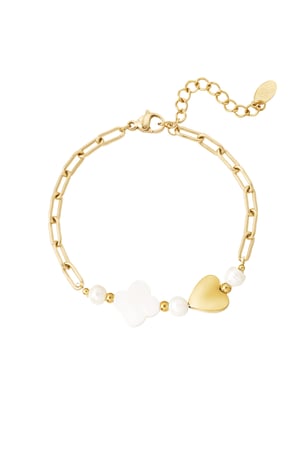 Bracelet heart and clover - Gold color h5 