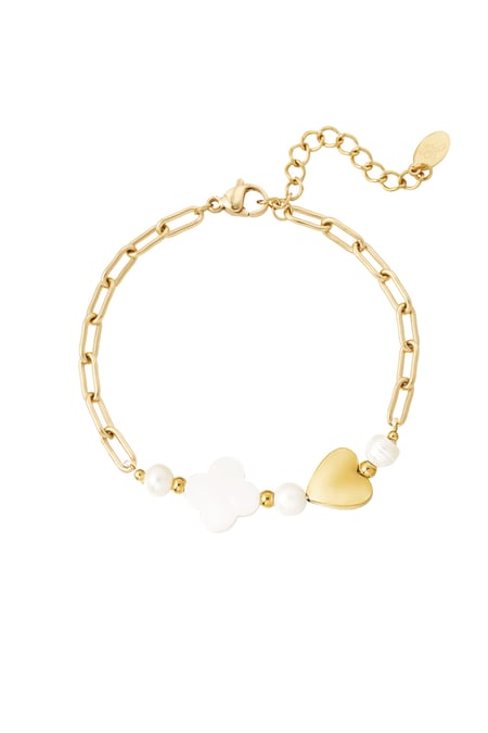 Bracelet heart and clover - Gold color