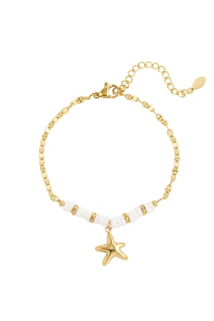 Bracelet beads and starfish - Gold color h5 