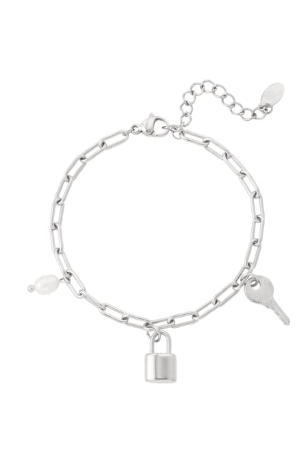 Link bracelet charms & pearl - Silver Color color 2