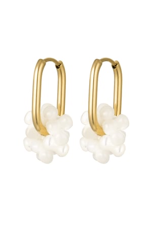 Earrings pearl flower - Gold Color Stainless Steel h5 