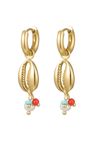 Earrings shell with beads - Gold Color Stainless Steel h5 