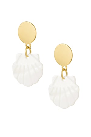 Earrings shell with circle - Gold Color Stainless Steel h5 