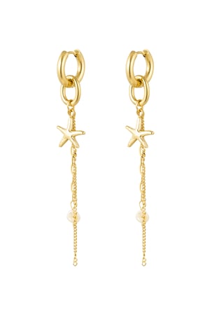 Starfish earrings with chain - Gold Color Stainless Steel h5 