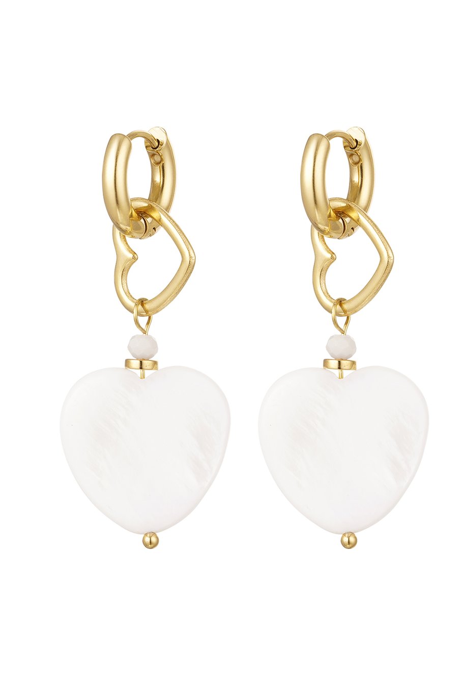 Oorbellen 2 keer hart - Goud kleur Stainless Steel 
