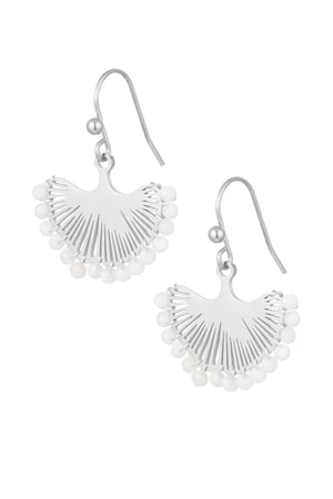 Earrings shell with beads - Silver Color color h5 