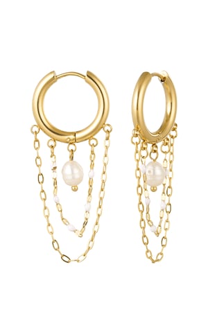 Earrings pearl party - Gold color h5 