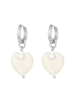 Earrings heart & shell - Silver Color color h5 